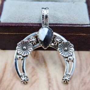 White Buffalo Turquoise 1.5" Sterling Silver Pendant (RS70-40)