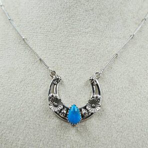 Kingman Turquoise Sterling Silver Necklace (REXT170-4)