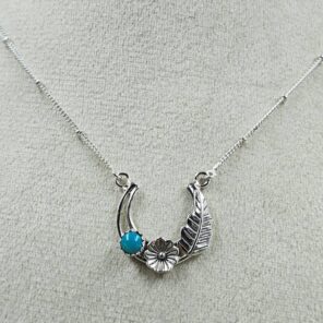 Kingman Turquoise Sterling Silver Necklace (REXT170-14)