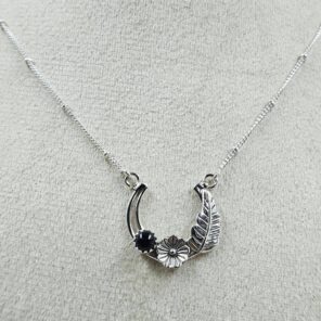 Black Onyx Sterling Silver Necklace (REXT170-16)