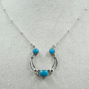 Kingman Turquoise Sterling Silver Necklace (REXT170-17)