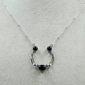 Black Onyx Sterling Silver Necklace (REXT170-20)