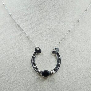 Black Onyx Sterling Silver Necklace (REXT170-21)