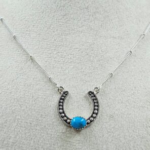 Kingman Turquoise Sterling Silver Necklace (REXT170-25)