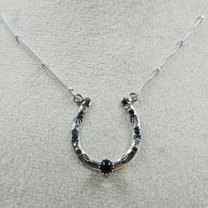 Black Onyx Sterling Silver Necklace (REXT170-30)