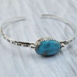 Kingman Turquoise Southwest Bangle Adjustable Sterling Silver Bangle (REXT93-66)