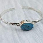Kingman Turquoise Southwest Bangle Adjustable Sterling Silver Bangle (REXT93-64)