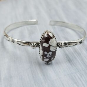 Wild Horse Jasper Southwest Bangle Adjustable Sterling Silver Bangle (REXT93-80)