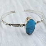 Kingman Turquoise Southwest Bangle Adjustable Sterling Silver Bangle (REXT93-90)
