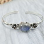 Wild Horse Jasper Southwest Bangle Adjustable Sterling Silver Bangle (REXT93-106)
