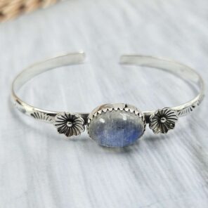 Wild Horse Jasper Southwest Bangle Adjustable Sterling Silver Bangle (REXT93-106)