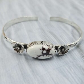 Wild Horse Jasper Southwest Bangle Adjustable Sterling Silver Bangle (REXT93-105)