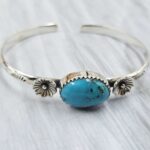 Kingman Turquoise Southwest Bangle Adjustable Sterling Silver Bangle (REXT93-100)