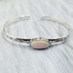 Pink Queen Conch Southwest Bangle Adjustable Sterling Silver Bangle (REXT93-25)