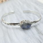 Rainbow Moonstone Southwest Bangle Adjustable Sterling Silver Bangle (REXT93-26)