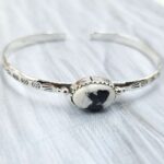 White Buffalo Turquoise Southwest Bangle Adjustable Sterling Silver Bangle (REXT93-24)