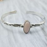 Pink Queen Conch Southwest Bangle Adjustable Sterling Silver Bangle (REXT93-53)