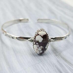 Wild Horse Jasper Southwest Bangle Adjustable Sterling Silver Bangle (REXT93-51)