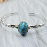 Kingman Turquoise Southwest Bangle Adjustable Sterling Silver Bangle (REXT93-60)