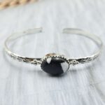 White Buffalo Turquoise Southwest Bangle Adjustable Sterling Silver Bangle (REXT93-48)