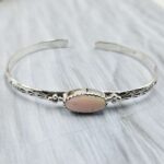 Pink Queen Conch Southwest Bangle Adjustable Sterling Silver Bangle (REXT93-47)