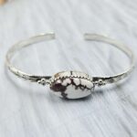 Wild Horse Jasper Southwest Bangle Adjustable Sterling Silver Bangle (REXT93-46)