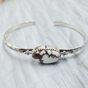 Wild Horse Jasper Southwest Bangle Adjustable Sterling Silver Bangle (REXT93-46)