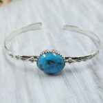 Kingman Turquoise Southwest Bangle Adjustable Sterling Silver Bangle (REXT93-45)