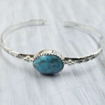 Kingman Turquoise Southwest Bangle Adjustable Sterling Silver Bangle (REXT93-42)