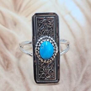 Kingman Turquoise 925 Sterling Silver Ring (REXT171-3)