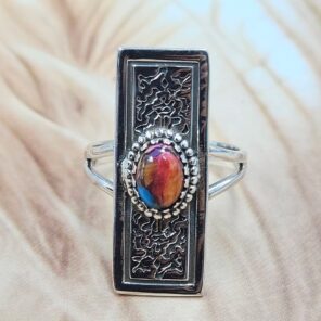 Pink Dahlia Turquoise 925 Sterling Silver Ring (REXT171-4)