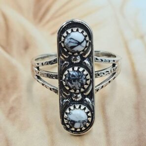 White Buffalo Turquoise 925 Sterling Silver Ring (REXT171-9)