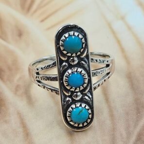 Kingman Turquoise 925 Sterling Silver Ring (REXT171-10)