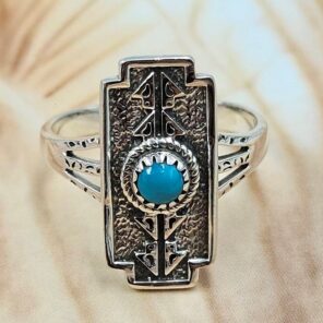 Kingman Turquoise 925 Sterling Silver Ring (REXT171-11)