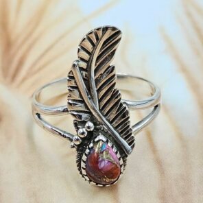 Pink Dahlia Turquoise 925 Sterling Silver Ring (REXT172-3)