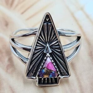Pink Dahlia Turquoise 925 Sterling Silver Ring (REXT172-8)