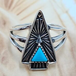 Kingman Turquoise 925 Sterling Silver Ring (REXT172-9)