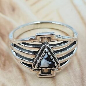 White Buffalo Turquoise 925 Sterling Silver Ring (REXT172-12)