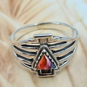 Pink Dahlia Turquoise 925 Sterling Silver Ring (REXT172-14)