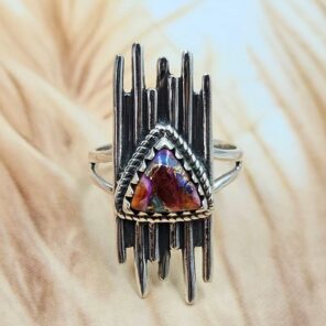Pink Dahlia Turquoise 925 Sterling Silver Ring (REXT173-1)