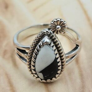 White Buffalo Turquoise 925 Sterling Silver Ring (REXT173-8)