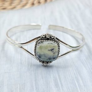 Chrysoprase 1" 925 Sterling Silver Bracelet (REXT119-279)