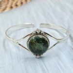 Green Opal 1.25" 925 Sterling Silver Bracelet (REXT119-284)