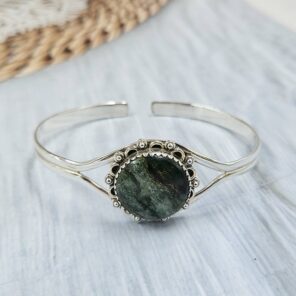 Green Opal 1" 925 Sterling Silver Bracelet (REXT119-286)