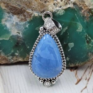 Blue Opal 925 1.75" Sterling Silver Pendant (REXT119-258)