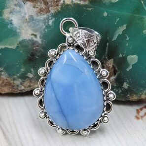 Blue Opal 1.5" 925 Sterling Silver Pendant (REXT119-270)