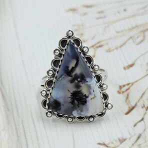 Dendritic Agate Size Us 11 Sterling Silver Ring (REXT110-173)