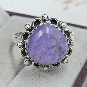 Purple Rainbow Moonstone Size US 11 Sterling Silver Ring (REXT110-200)