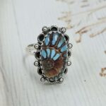Ammolite Turquoise Doublet Size US 7 Sterling Silver Ring (REXT110-210)