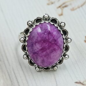 Pink Rainbow Moonstone Size US 6 Sterling Silver Ring (REXT110-201)